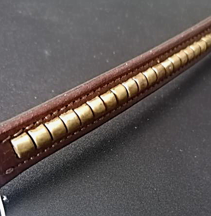 Lederhalsband m. Metall-Applikation, 65cm, braun